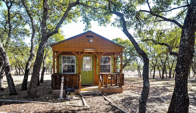 The Carriage House Cabin- Texas Hill Country Western-themed cabin for 4 in the woods near Kerrville & Fredericksburg