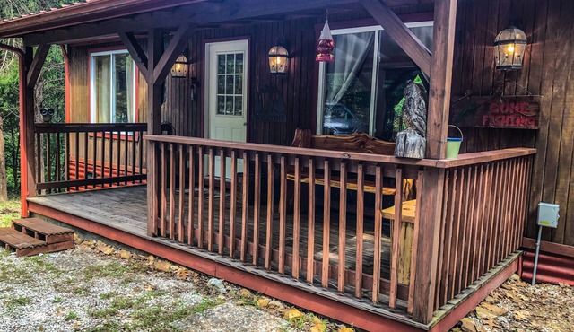 The cottage on the hill in the woods