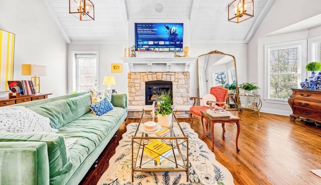 The Designer’s Home Fire Pit Vaulted Ceilings
