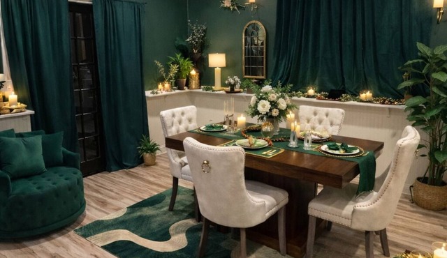 The Emerald Escape: Moody emerald loft near the lake.