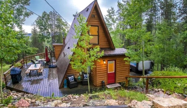 The Fox Den with views and creek on an acre!