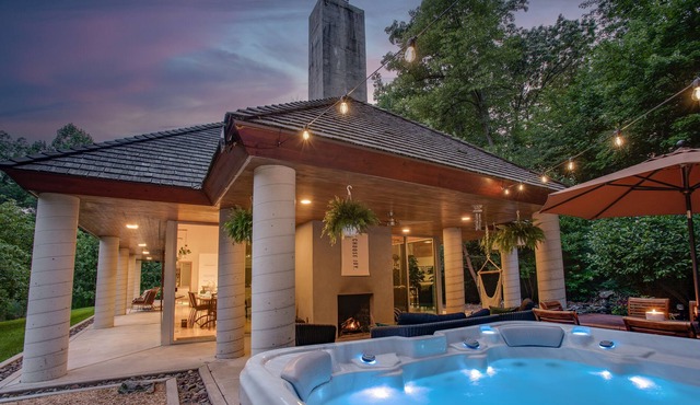 The Glass Estate | 2 Homes w/ HOT TUB, Fire Pit + Boardwalk!