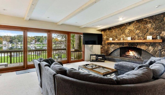 The Lake House on Powers |Grassy Frontage |Lakeside Deck |Rec Room w/Pool Table & Bar |Fire Pit