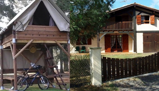 The Landes house and its bivouac tent (sleeping + 2 people)