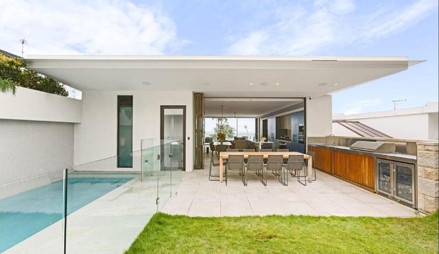 The newly constructed home with high end fixtures and fittings faces east