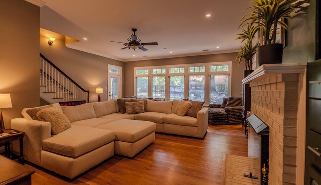 The Oaks @ The Oberlin Palais | Five Points 5BR/7BA Destination Home with Golf Simulator, Fire Pit & Elevator