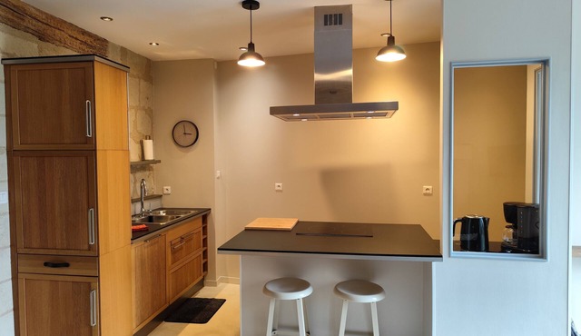 The peaceful living room with troglodyte courtyard