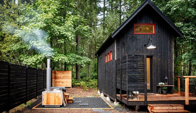 The Wolf Den Cozy Cabin Forest Retreat with Wood Fired Hot Tub