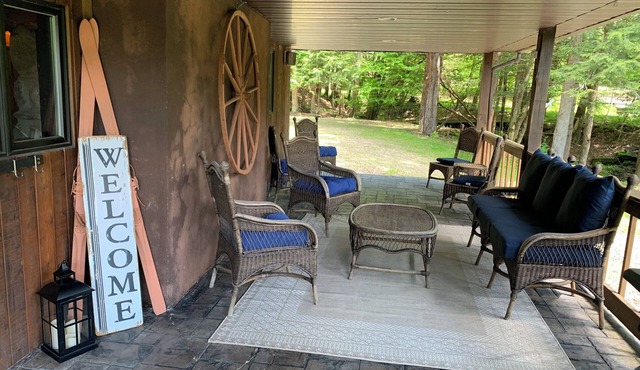 This beautiful Lodge in the woods is perfect for year round enjoyment!