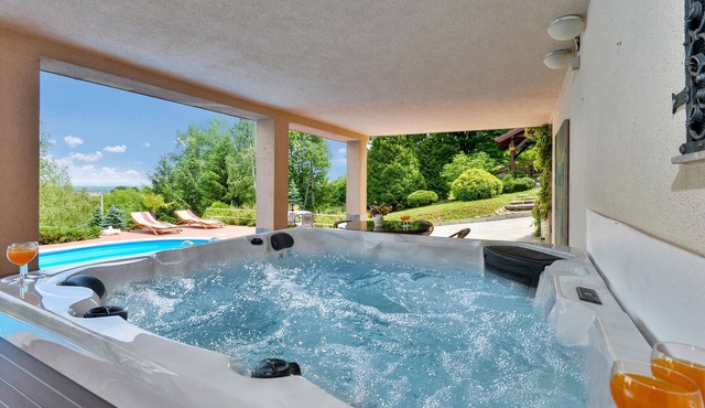 This beautiful vacation home is located on a hill above the town of Petrinja.