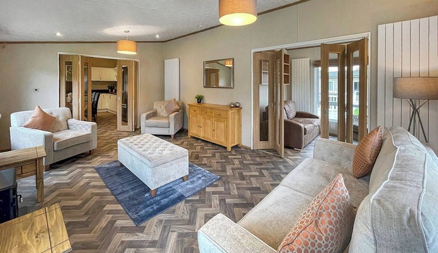 This exclusive holiday home boasts a stylish and contemporary design.