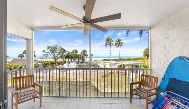 This Gulf-front one-bedroom, one-bath villa is all about location, views & value