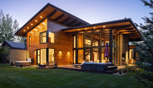 This modern mountain residence is located in Jackson Hole, Wyoming.