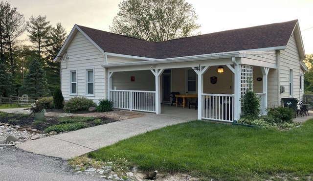 This spacious family getaway is very private on one acre of land.