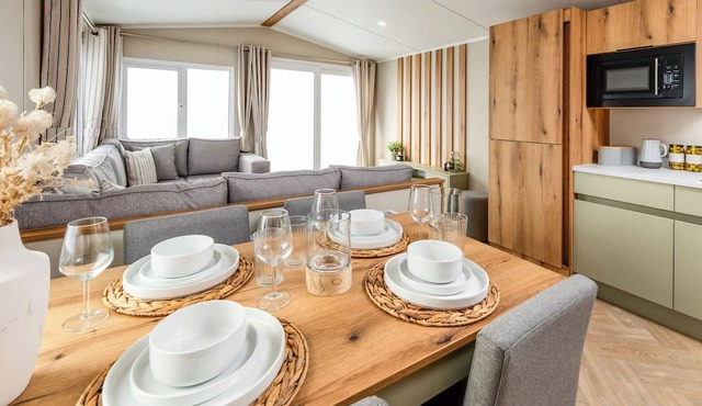 Three bedroom caravan, ideal for families and angling groups.