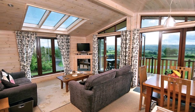 Timber clad holiday home with one double and one twin.