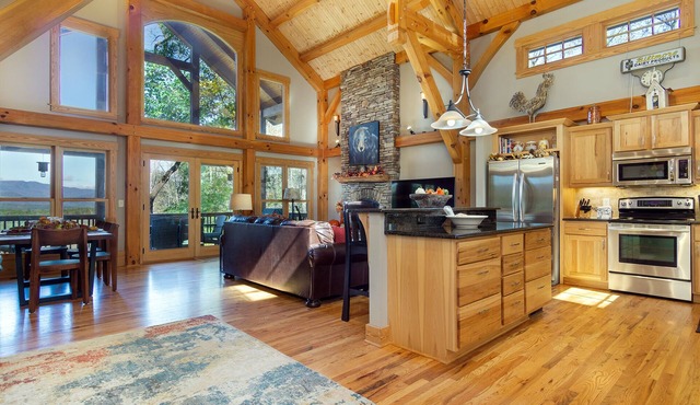 Timber Hideaway | Pet-Friendly Timber Frame Home with Hot Tub & Views!