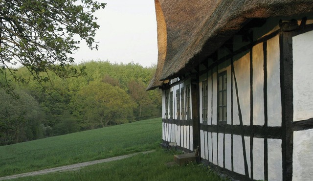 Timbered house in the woods near Holstenshuus
