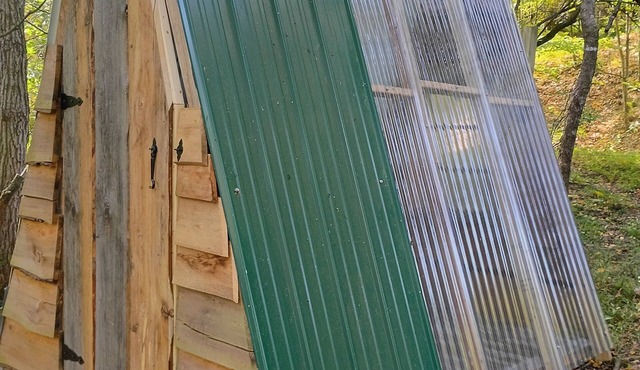 Tiny A frame cabin in the forest