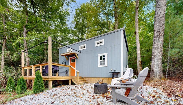 Tiny House near Asheville | Lake Views, Fire Pit, Large Deck