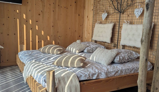 Tiny house-style chalet with private spa on the Alsace border