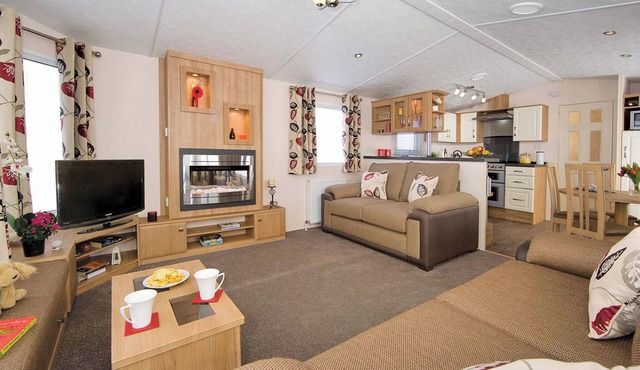 Top of the range 12ft-wide caravan with one double and one twin.