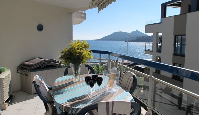 Très beau 2 pièces climatisé, tout équipé avec vue mer et garage