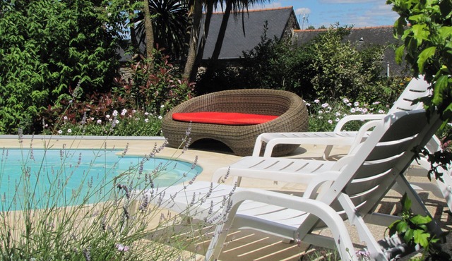 Traditional Breton Gite,sleeps 4 . Heated Swimming Pool,Wi-Fi Stunning Gardens