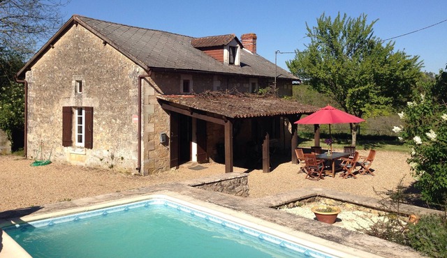 Traditional farmhouse with private small pool and 1/2 acre garden, with woodland