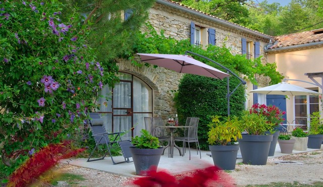 Traditional stonebuilt ProvencaleMas gite apartment. Large swimming pool. Eyzahu