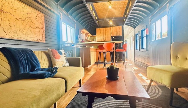 Train Wreck Inn - The Blue Train Car