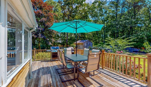Tranquil Cape house with private backyard, deck, grill, & enclosed porch