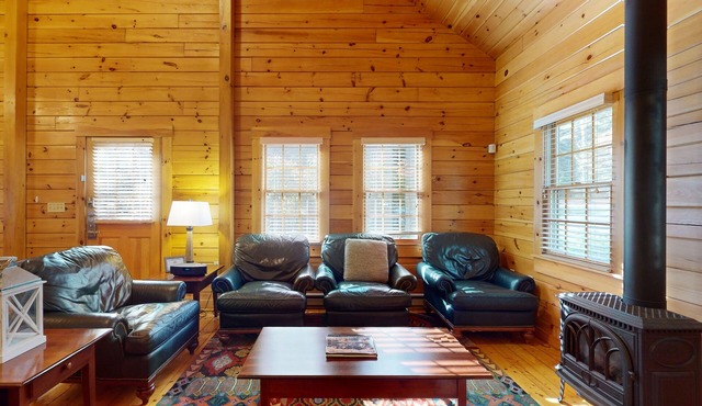 Tranquil dog-friendly cabin with full kitchen, fireplace & nearby recreation