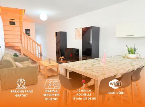 TRIO HOME,3 chambres, parking privé gratuit, wifi haut débit, 10min LA ROCHELLE,15min île de ré