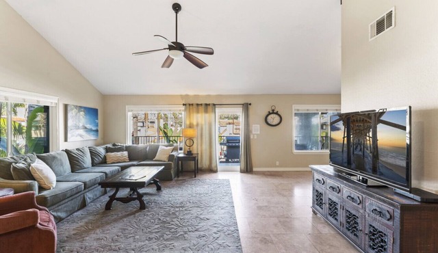 Tropical 2BR Retreat Walk to Beach + Large Deck