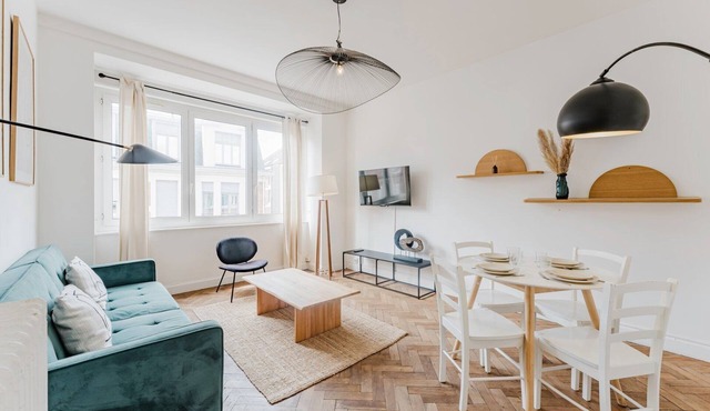 Two bedroom apartment with parking included.