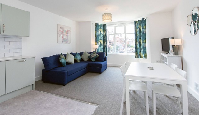 Two bedroom apartment over three floors.