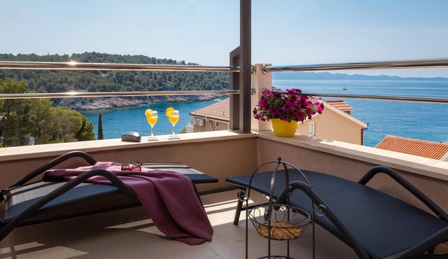 Two bedroom apartment with terrace and sea view Cove Osibova, Brač (A-12062-b)