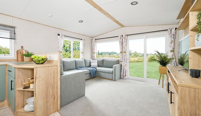 Two bedroom caravan, sleeping four people, perfect for relaxing by the coast.
