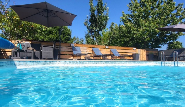 Two gites located side by side in a medieval village with heated pool sleeps 7/8