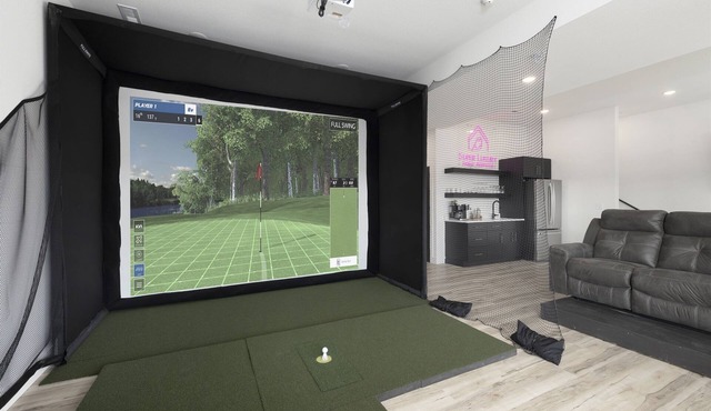 Two homes (sleeping 50) golf simulator, outdoor sauna, hot tub & fire table