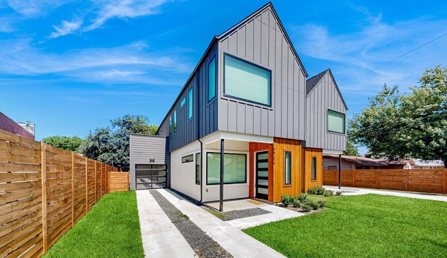 Two modern townhouses with enclosed backyards