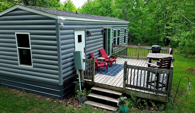 Two room cabin on Lac LA Bell Lake, enjoy a sauna, fishing, swimming and more!
