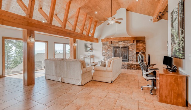 Two-story lakeview villa with two kitchens, patio, firepit, & multi-level deck