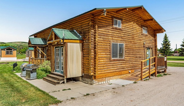 Two-story lodge with large dining area