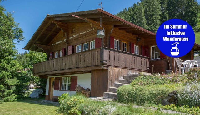 Typical Bernese Oberland chalet with large garden and magnificent views.