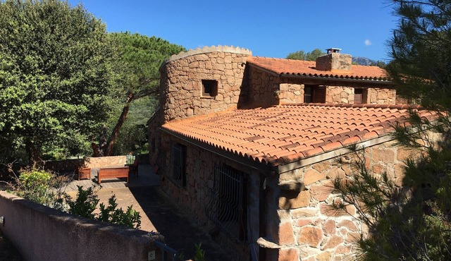 Typical Corsican villas in landscaped park with swimming pool South Corsica