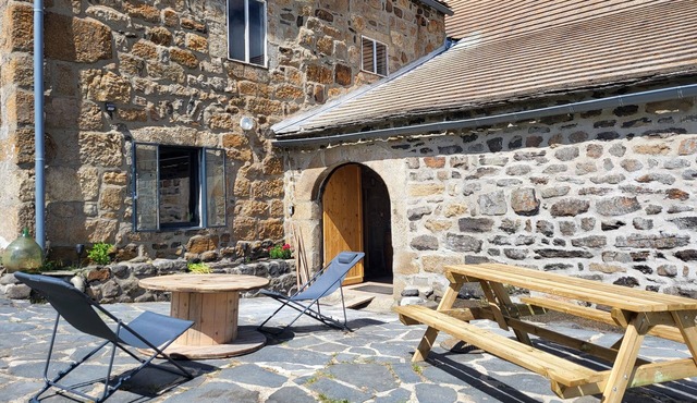 Typical restored farmhouse overlooking the Ardèche mountains