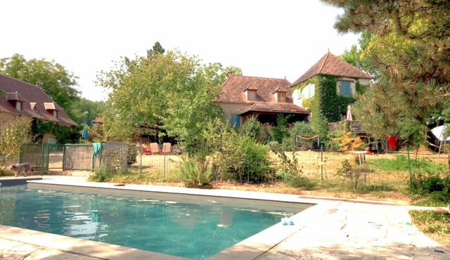 Typical stone houses with pool surrounded by beautiful countryside