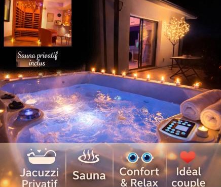 Un Séjour Romantique en couple avec Jacuzzi privé Chromothérapie Jardin Maison privée